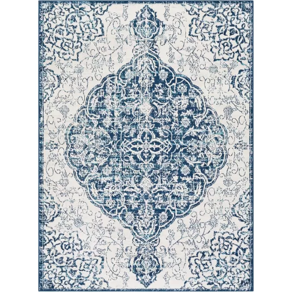 Livabliss Lohena Vintage Medallion Area Rug53quot x 71quotYellowNavy