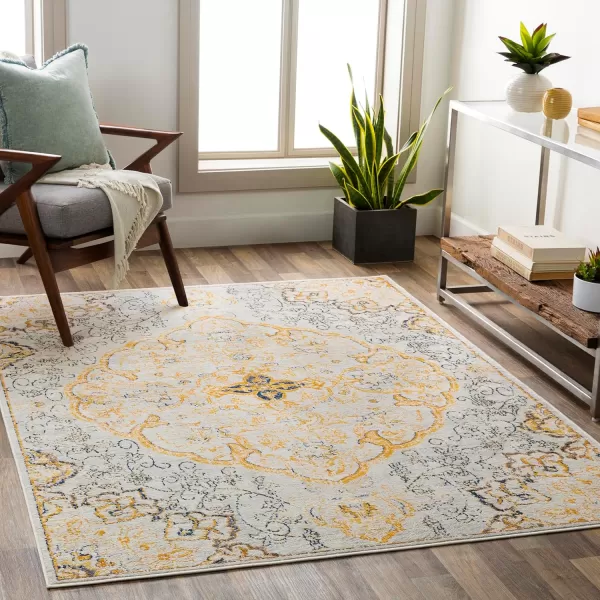 Livabliss Lohena Vintage Medallion Area Rug53quot x 71quotYellowYellow