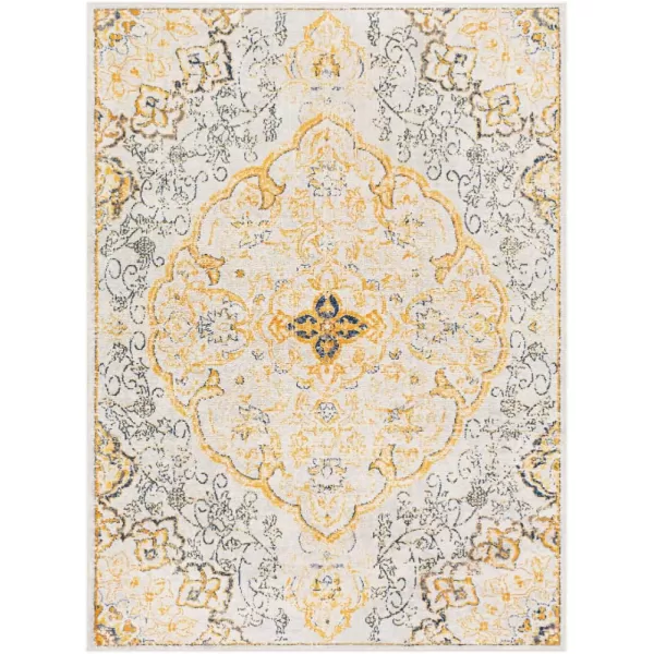 Livabliss Lohena Vintage Medallion Area Rug53quot x 71quotYellowYellow