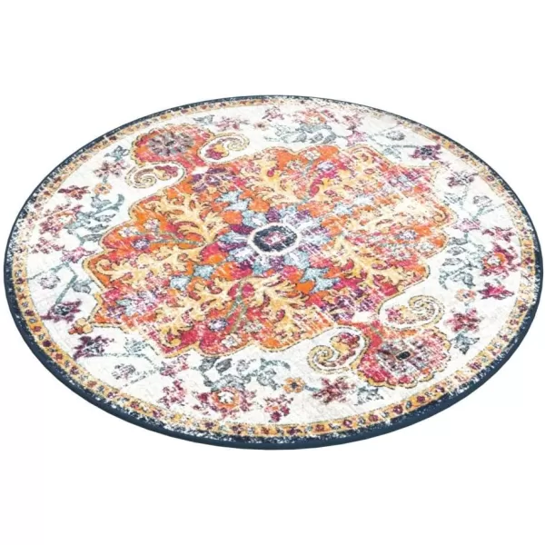 Livabliss Odelia Vintage Bohemian Area Rug5 x 8 OvalOrangeNavyOrangeNavy