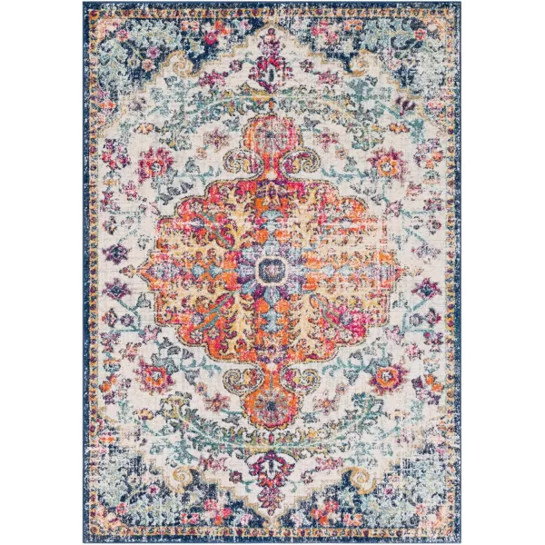 Livabliss Odelia Vintage Bohemian Area Rug5 x 8 OvalOrangeNavyOrangeNavy