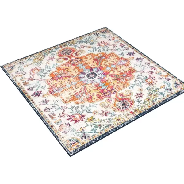 Livabliss Odelia Vintage Bohemian Area Rug5 x 8 OvalOrangeNavyOrangeNavy