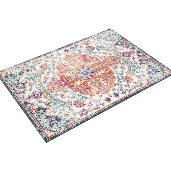 Livabliss Odelia Vintage Bohemian Area Rug5 x 8 OvalOrangeNavyOrangeNavy