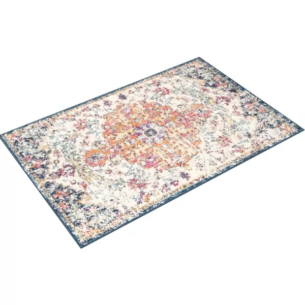 Livabliss Odelia Vintage Bohemian Area Rug5 x 8 OvalOrangeNavyOrangeNavy