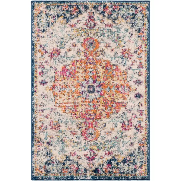 Livabliss Odelia Vintage Bohemian Area Rug5 x 8 OvalOrangeNavyOrangeNavy