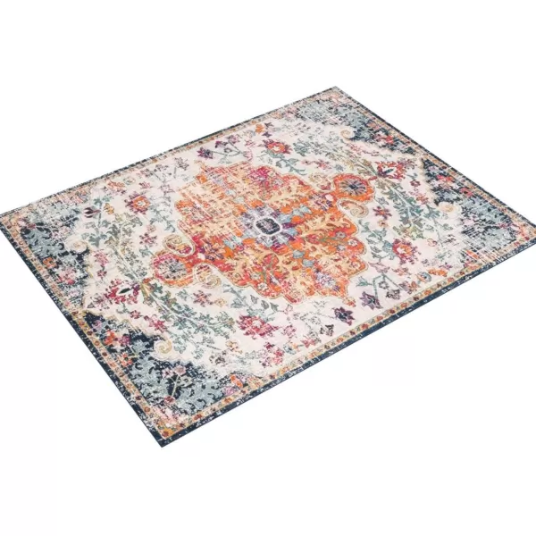 Livabliss Odelia Vintage Bohemian Area Rug5 x 8 OvalOrangeNavyOrangeNavy