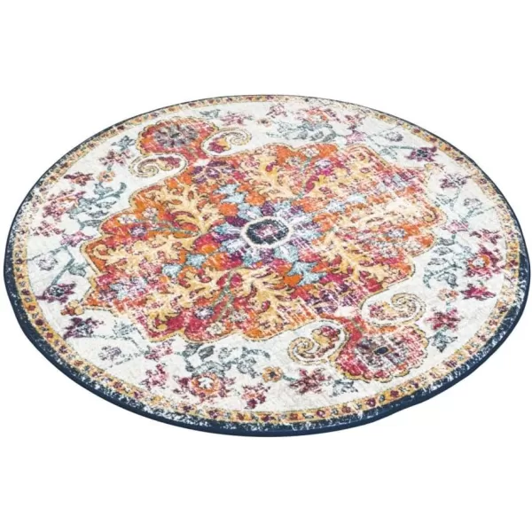 Livabliss Odelia Vintage Bohemian Area Rug5 x 8 OvalOrangeNavyOrangeNavy