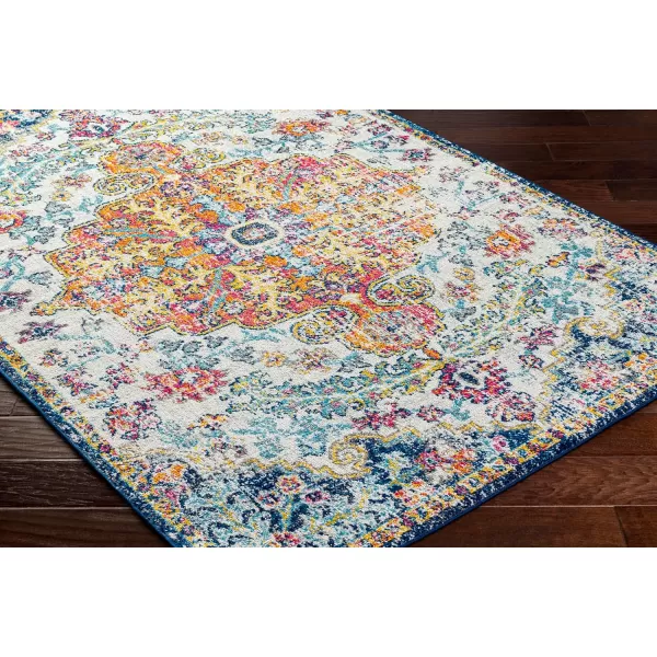 Livabliss Odelia Vintage Bohemian Area Rug5 x 8 OvalOrangeNavyOrangeNavy