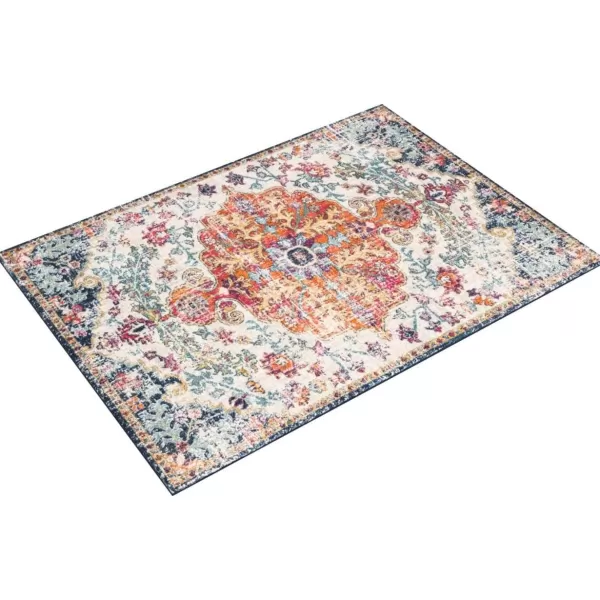 Livabliss Odelia Vintage Bohemian Area Rug5 x 8 OvalOrangeNavyOrangeNavy