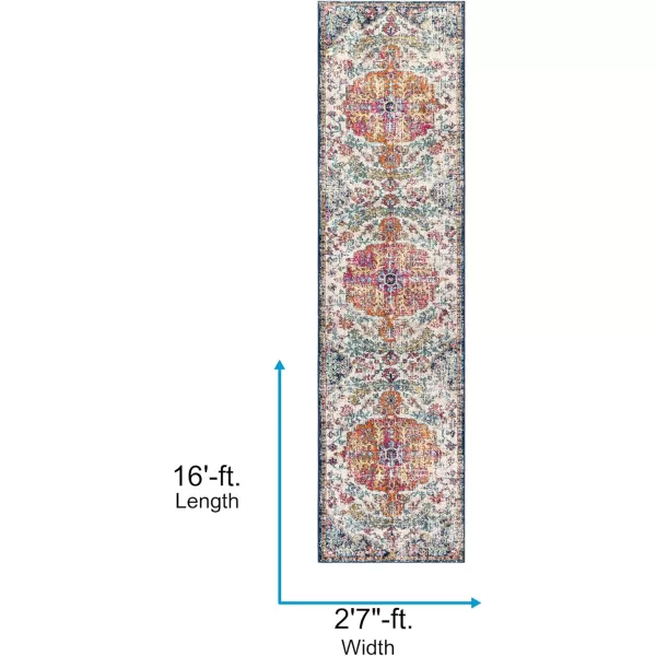 Livabliss Odelia Vintage Bohemian Area Rug5 x 8 OvalOrangeNavyOrangeNavy