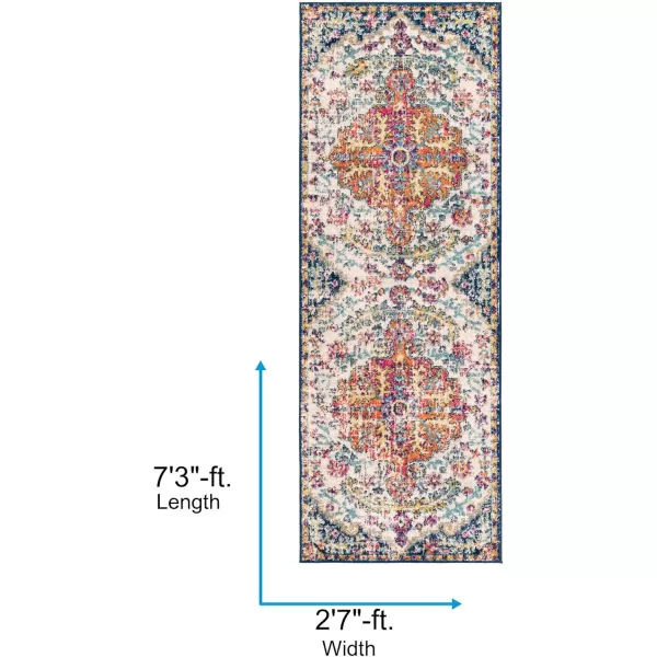 Livabliss Odelia Vintage Bohemian Area Rug5 x 8 OvalOrangeNavyOrangeNavy