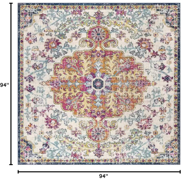 Livabliss Odelia Vintage Bohemian Area Rug5 x 8 OvalOrangeNavyOrangeNavy