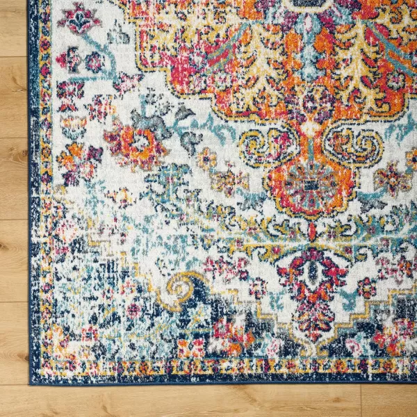 Livabliss Odelia Vintage Bohemian Area Rug5 x 8 OvalOrangeNavyOrangeNavy