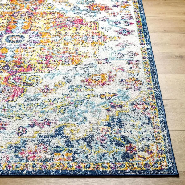 Livabliss Odelia Vintage Bohemian Area Rug5 x 8 OvalOrangeNavyOrangeNavy