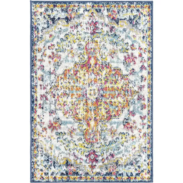 Livabliss Odelia Vintage Bohemian Area Rug5 x 8 OvalOrangeNavyOrangeNavy