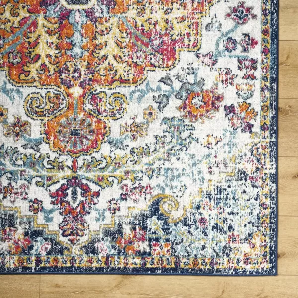 Livabliss Odelia Vintage Bohemian Area Rug5 x 8 OvalOrangeNavyOrangeNavy