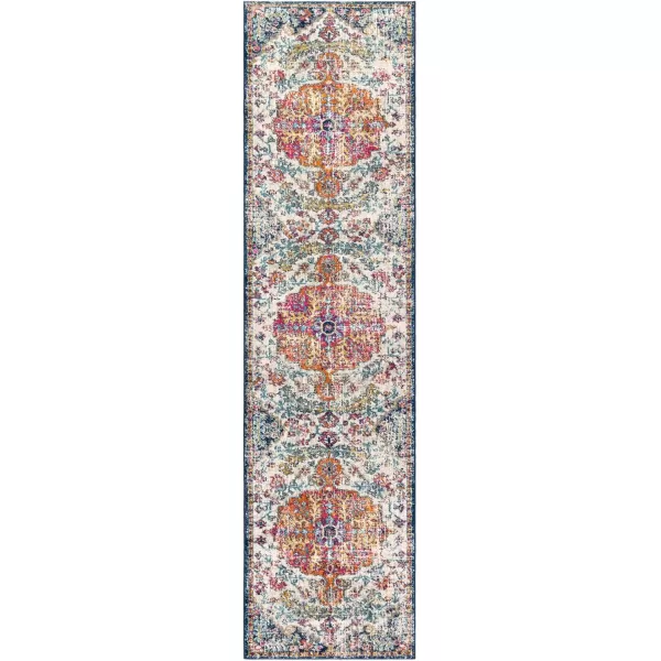 Livabliss Odelia Vintage Bohemian Area Rug5 x 8 OvalOrangeNavyOrangeNavy