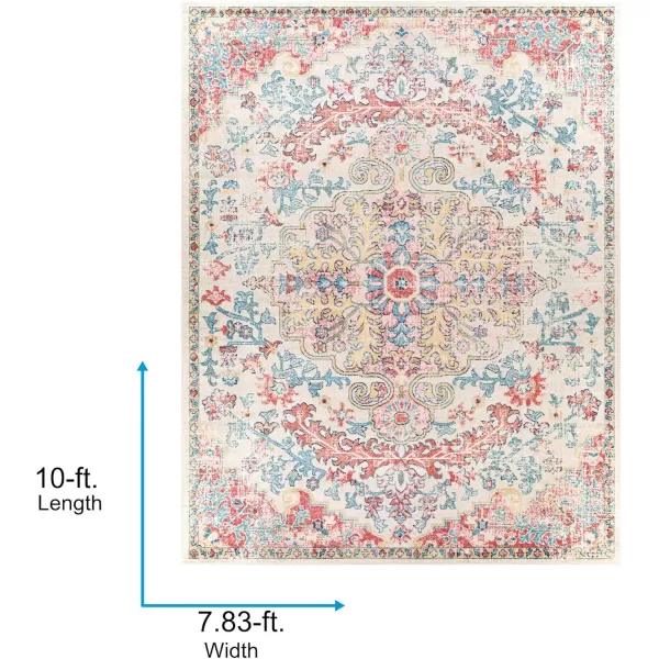 Livabliss Odelia Vintage Bohemian Area Rug53quot x 73quotNavySky BlueBlushYellow