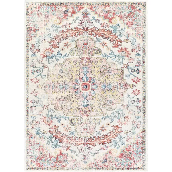 Livabliss Odelia Vintage Bohemian Area Rug53quot x 73quotNavySky BlueBlushYellow