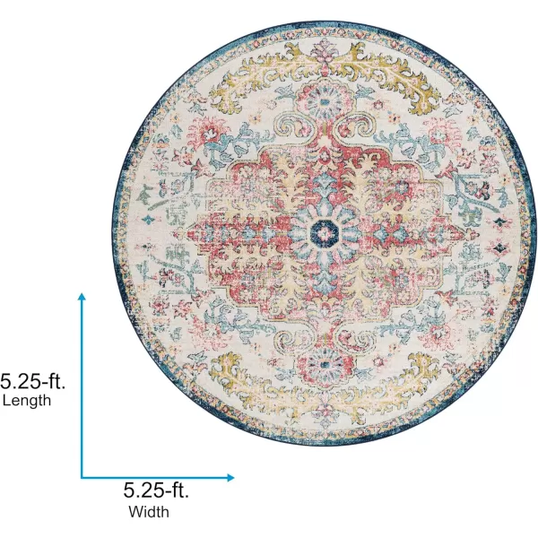 Livabliss Odelia Vintage Bohemian Area Rug53quot x 73quotNavySky BlueGarnetNavy