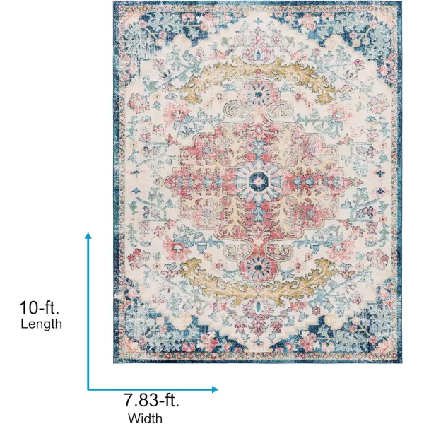 Livabliss Odelia Vintage Bohemian Area Rug53quot x 73quotNavySky BlueGarnetNavy