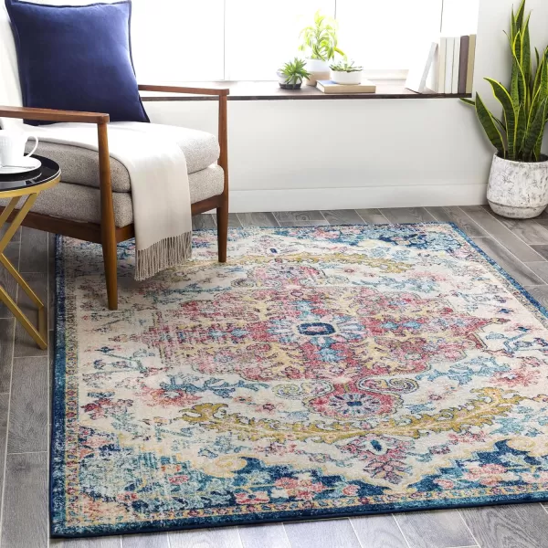 Livabliss Odelia Vintage Bohemian Area Rug53quot x 73quotNavySky BlueGarnetNavy