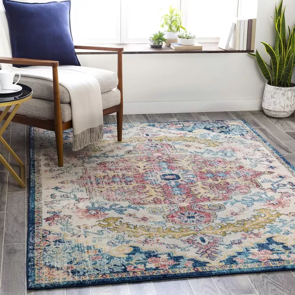 Livabliss Odelia Vintage Bohemian Area Rug53quot x 73quotNavySky BlueGarnetNavy