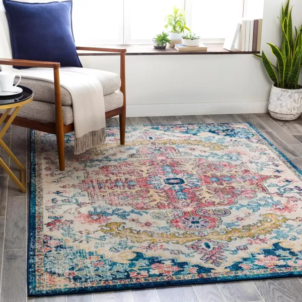 Livabliss Odelia Vintage Bohemian Area Rug53quot x 73quotNavySky BlueGarnetNavy