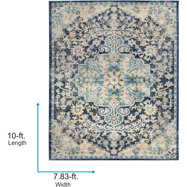 Livabliss Odelia Vintage Bohemian Area Rug53quot x 73quotNavySky BlueNavySky Blue