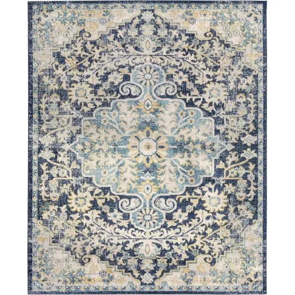 Livabliss Odelia Vintage Bohemian Area Rug53quot x 73quotNavySky BlueNavySky Blue