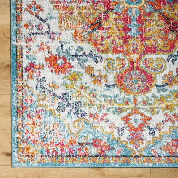 Livabliss Odelia Vintage Bohemian Area Rug53quot x 73quotPinkOrangeOrangeAqua