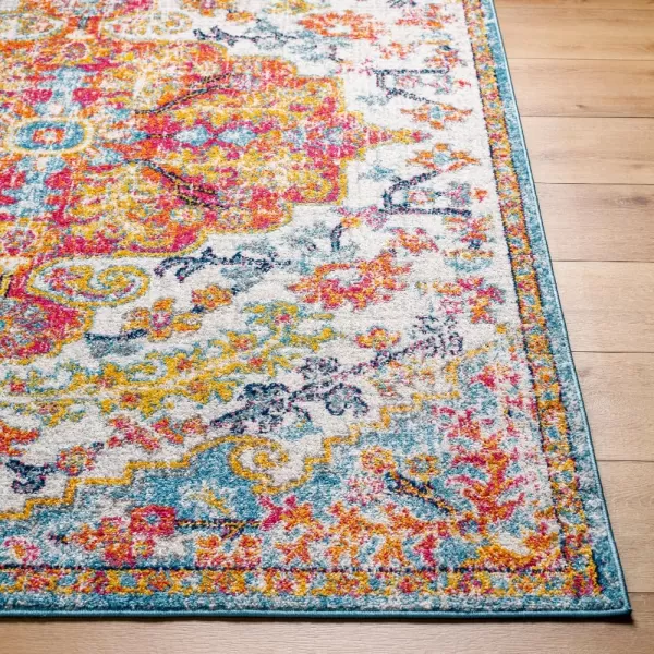 Livabliss Odelia Vintage Bohemian Area Rug53quot x 73quotPinkOrangeOrangeAqua