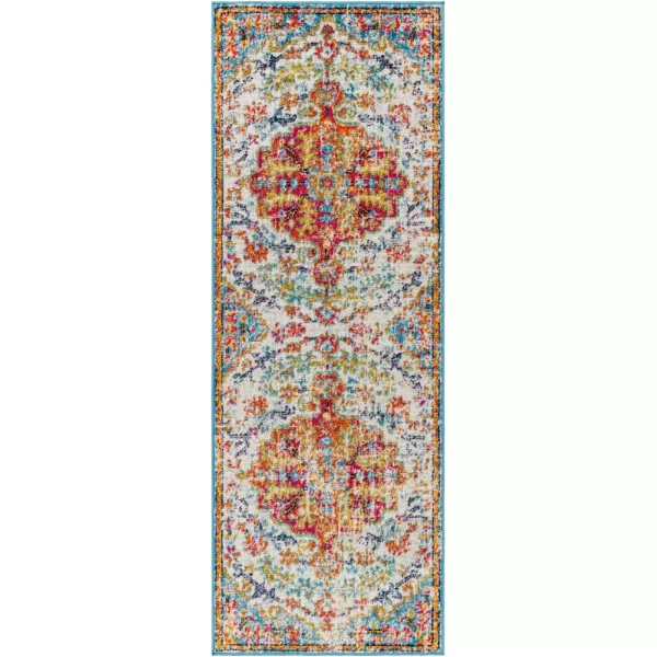 Livabliss Odelia Vintage Bohemian Area Rug53quot x 73quotPinkOrangeOrangeAqua