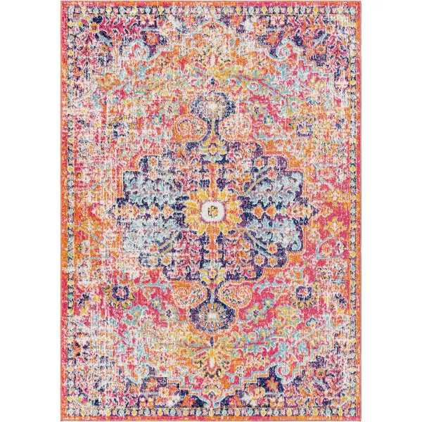 Livabliss Odelia Vintage Bohemian Area Rug53quot x 73quotPinkOrangePinkOrange