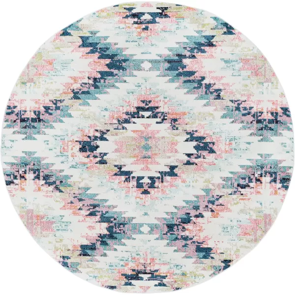 Livabliss Tara Bohemian Southwestern Area Rug53quot x 73quotTeal53 Round