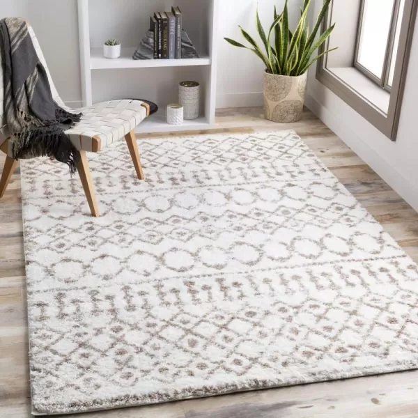 Livabliss Anita Bohemian Shag Area Rug53quot x 73quot CreamPale PinkBeige