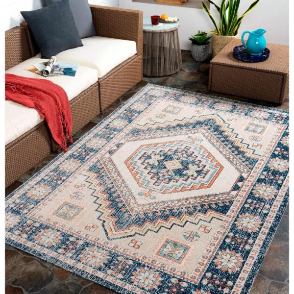 Livabliss Huntington Beach Global Bohemian Outdoor Area Rug53quot x 7Navy