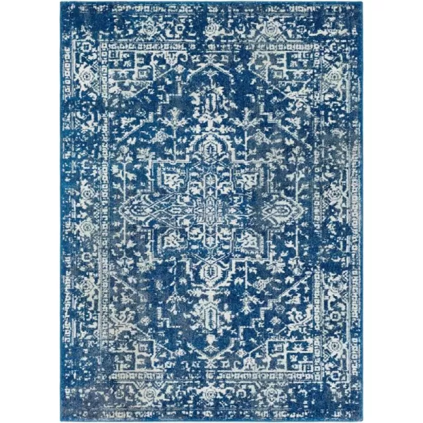 Livabliss Janine Vintage Medallion Area Rug53quot x 73quotBlackDark Blue