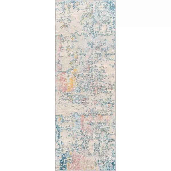 Livabliss Arti Modern Abstract Area Rug 53quot x 73quot Medium GrayAquaCoral