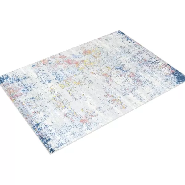 Livabliss Arti Modern Abstract Area Rug 53quot x 73quot Medium GrayAquaCoral