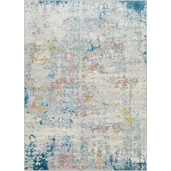 Livabliss Arti Modern Abstract Area Rug 53quot x 73quot Medium GrayAquaCoral