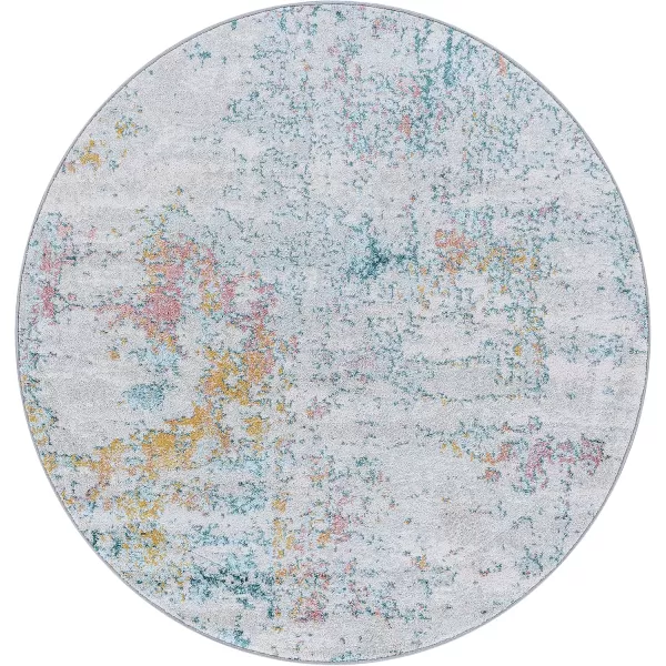 Livabliss Arti Modern Abstract Area Rug 53quot x 73quot Medium GrayAquaCoral