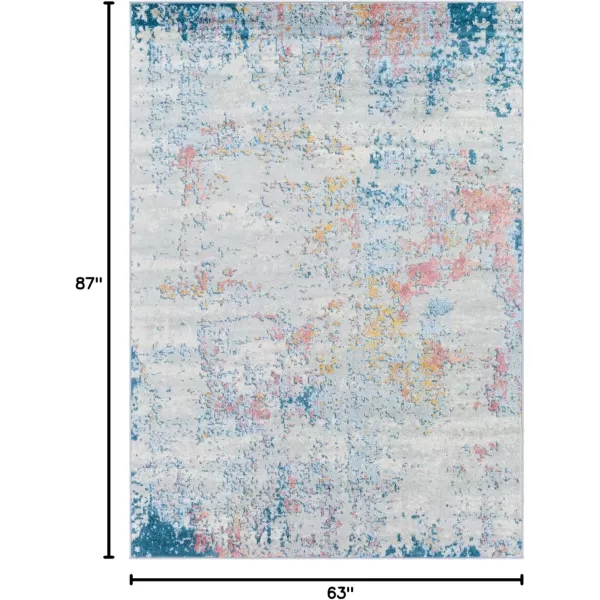 Livabliss Arti Modern Abstract Area Rug 53quot x 73quot Medium GrayAquaCoral