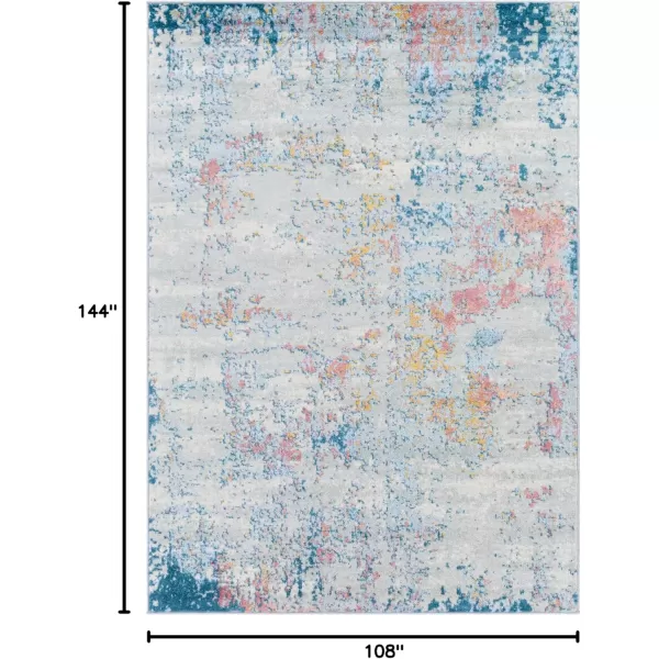 Livabliss Arti Modern Abstract Area Rug 53quot x 73quot Medium GrayAquaCoral