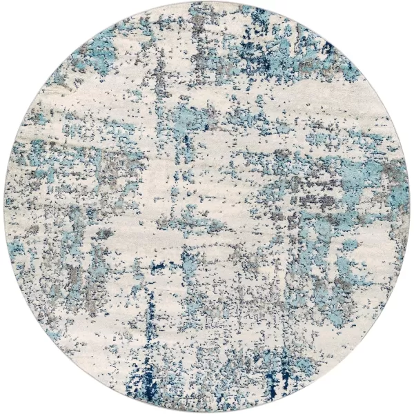 Livabliss Arti Modern Abstract Area Rug 53quot x 73quot Medium GrayDark BlueAqua