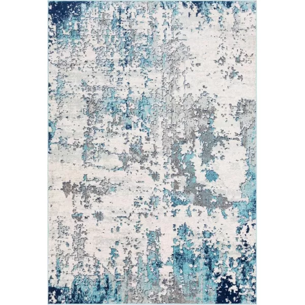 Livabliss Arti Modern Abstract Area Rug 53quot x 73quot Medium GrayDark BlueAqua