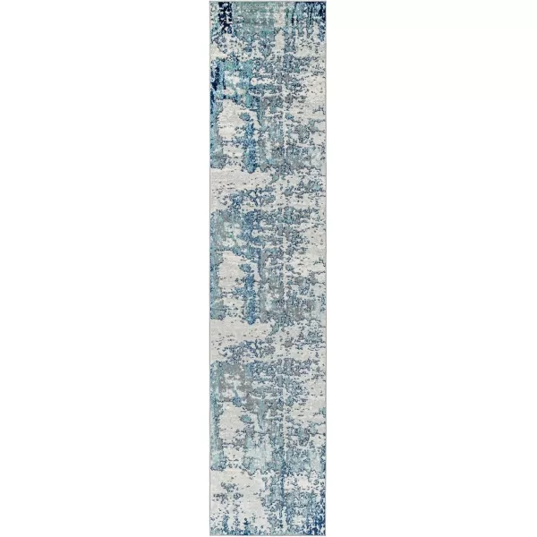 Livabliss Arti Modern Abstract Area Rug 53quot x 73quot Medium GrayDark BlueAqua