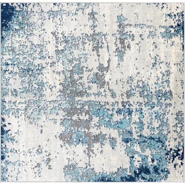 Livabliss Arti Modern Abstract Area Rug 53quot x 73quot Medium GrayDark BlueAqua