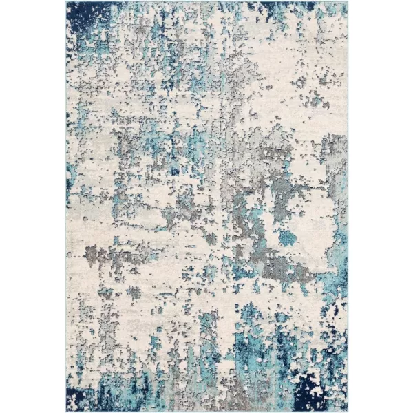 Livabliss Arti Modern Abstract Area Rug 53quot x 73quot Medium GrayDark BlueAqua