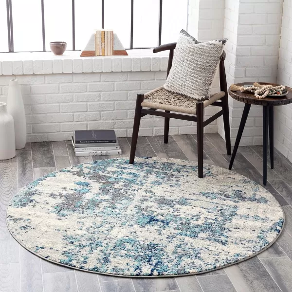 Livabliss Arti Modern Abstract Area Rug 53quot x 73quot Medium GrayDark BlueAqua